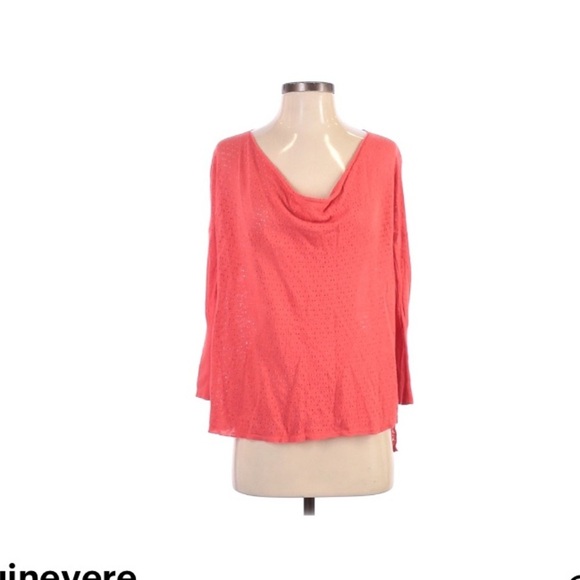 Guinevere | Linen Cotton Blend Long Sleeve Small Top Orange Peach Pink - Picture 2 of 10